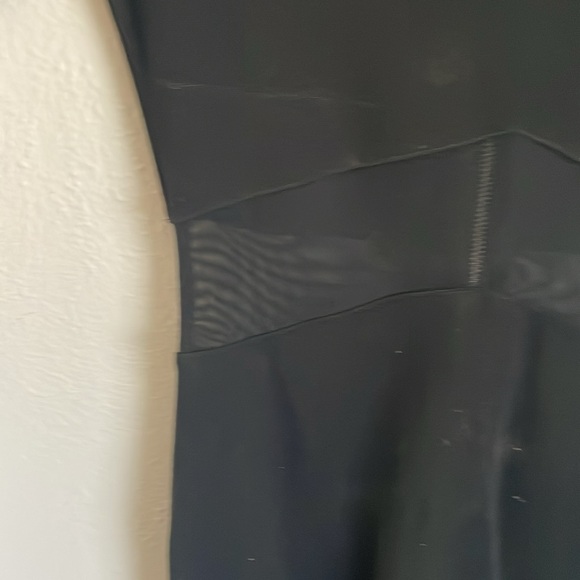 French Connection Black Mesh Cutout Cocktail Midi Dress Bodycon - Picture 5 of 6